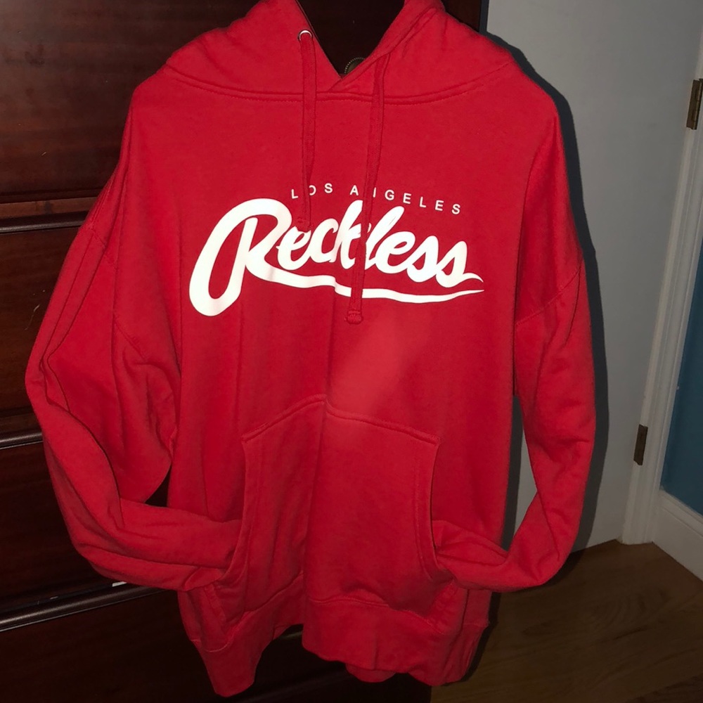 Red Young and Reckless Hoodie Size L